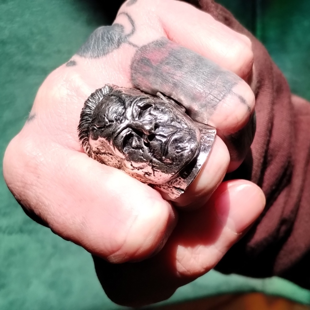 🖤Rebel 13 🖤 HALLOWEE🖤 SOLID  Sterling Silver biker Michael Meyers Ring Size 8 - Picture 10 of 11
